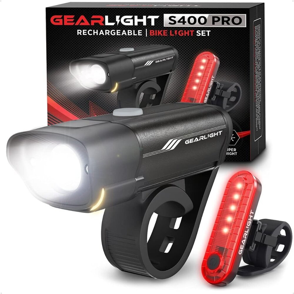 Rechargeable Bike Light, Bike Headlight and Tail Light Set, Powerful Front and B